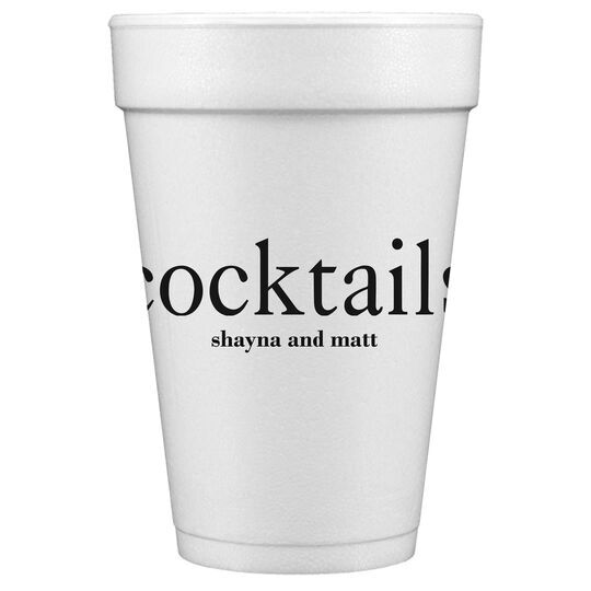 Big Word Cocktails Styrofoam Party Cups